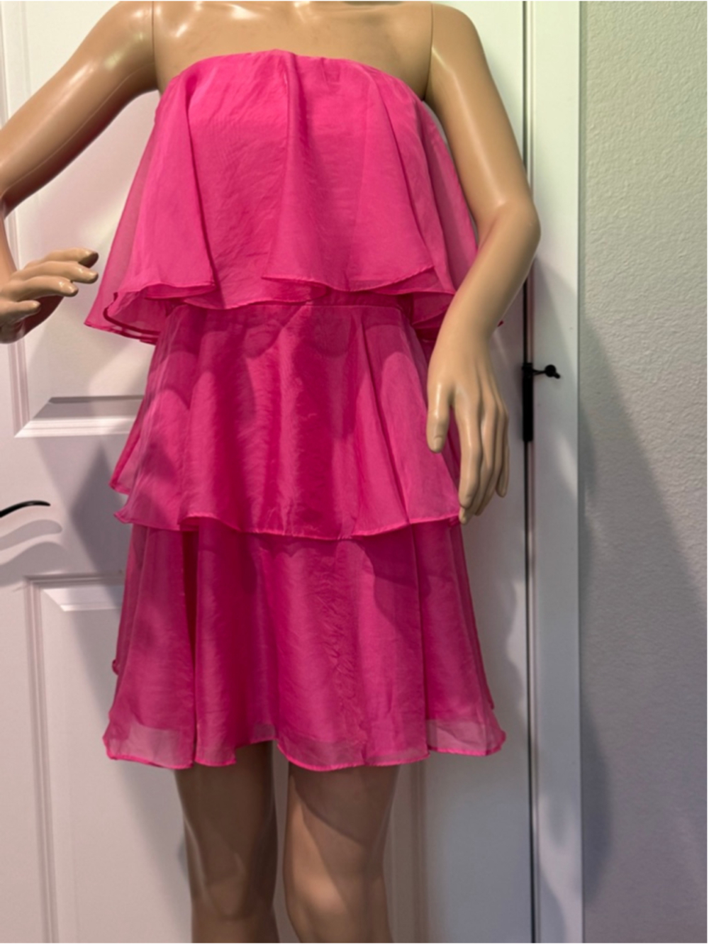 Women's Abercrombie & Fitch Strapless Dress M Hot Pink Tiered detachable straps